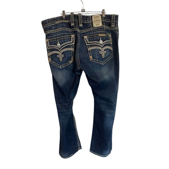 Rock Revival Mens Dark Washed Pablo Relaxed Straight Leg Denim Jeans Size 40 - Picture 2 of 16